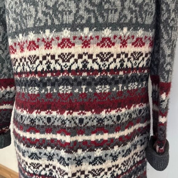 Bob Timberlake chunky lambswool duster cardigan sweater womens size XL red gray - Picture 6 of 11